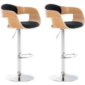 CLP 2er Set Barhocker Kingston Mit Stoffbezug Und Hochwertiger Polsterung I Höhenverstellbare Barstühle Mit Drehbaren Sitzen, Farbe: natur/schwarz