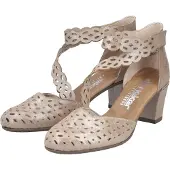 Rieker Spangenpumps , Damen, Gr. 40, Synthetik Textil, beige, Lederimitat, metallic, Schuhe Spangenpumps, Sommerschuh, Pumps mit Klettverschluss, Blockabsatz