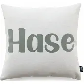 Done. Dekokissen DONE. "HASE", beige (beige, khaki, schriftzug bedruckt), B:45cm L:45cm, Polyester, Dekokissen_Sitzkissen_Kissenhüllen, Dekokissen, Weicher Chenille-Stoff Kuschelige Beflockung