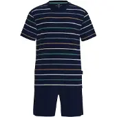 Götzburg Schlafanzug GÖTZBURG "Pyjama Shorty Klima Aktiv", Herren, Gr. 3XL, blau, Obermaterial: 60% Baumwolle CO. 40% Polyester PES., Homewear-Sets Schlafanzug