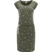 Ragwear Sommerkleid "Sommerkleid Penelope Hearts YOUMODO", Damen, Gr. S, N-Gr, grün (schwarz olive), Obermaterial: 100% Baumwolle CO. Obermaterial: 100% Baumwolle CO., Kleider Sommerkleid
