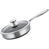 ROYAL SWISS Bratpfanne 28 cm mit Glasdeckel – Edelstahl, Induktion