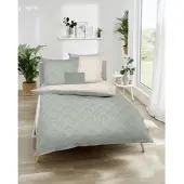 Kaeppel Wendebettwäsche "La Ville", grün (khaki), B/L: 155cm x 220cm, 1 Stk., 1 Stk., Mako-Satin, B/L: 80cm x 80cm, 2 Stk., Mako-Satin, Obermaterial: 100% Baumwolle, Bettwäsche, Wendebettwäsche