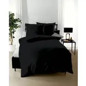 Kaeppel Bettwäsche "Uni", schwarz, B/L: 140cm x 220cm, 1 Stk., 1 Stk., Mako-Satin, B/L: 70cm x 90cm, 2 Stk., Mako-Satin, Obermaterial: 100% Baumwolle, Bettwäsche, Bettwäsche, Unifarben