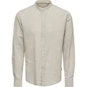 Only & Sons Langarmhemd "ONSCAIDEN LS SOLID LINEN MAO SHIRT NOOS" Baumwolle mit Leinen, slim fit
