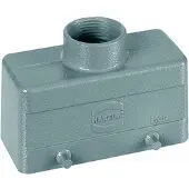 Harting Han 16B Tüllengehäuse niedrig, 1xPG21 gerader Kabelabgang, für 2 Bügel (am Unterteil) Verschraubung PG21