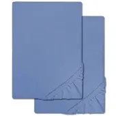 CloudComfort Doppelpack Basic Spannbettlaken Jersey-Stretch blau 120 x 200 cm (2 Stück)
