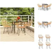 vidaXL 5-tlg. Garten-Essgruppe Poly Rattan - Gartenmöbel-Sets