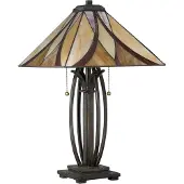 QUOIZEL Tiffany Asheville Schreibtischlampe Bronze Metall Valiant 2 Lichter E27