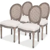 Syfax Esszimmerstühle 4 Stk. Creme Stoff