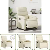 The Living Store Relaxsessel Elektrisch Creme Kunstleder