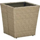 Syfax Beistelltisch Beige 41,5x41,5x44 cm Poly Rattan und Hartglas