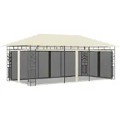 The Living Store Pavillon mit Moskitonetz 6x3x2,73 m Creme