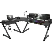 Huzaro Hero 7.0 | L-förmiger Eckschreibtisch Gamingtisch Schreibtisch Bürotisch | Rechts Links Montage | Carbon Tischplatte | 154 x117 | Schwarz