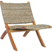The Living Store Relaxstuhl Natur Kubu-Rattan und Massivholz Mahagoni
