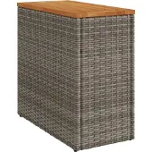 Syfax Garten-Beistelltisch mit Holzplatte Grau 58x27,5x55 cm Rattan