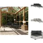vidaXL 6-tlg. Garten-Lounge-Set mit Kissen Poly Rattan Grau - Gartenmöbel-Sets