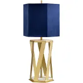 Elstead Lighting Elstead Apollo Tischleuchte E27 Gebürstetes Messing Blau