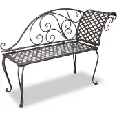 The Living Store Garten-Chaiselongue 128 cm Stahl Antik Braun