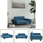 The Living Store Hundebett Blau 70x45x33 cm Samt