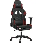 Syfax Gaming-Stuhl mit Fußstütze Schwarz und Weinrot Kunstleder