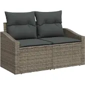 Syfax Garten-Sofa mit Kissen 123 x 62 x 69 cm Poly-Rattan