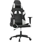 Syfax Gaming-Stuhl mit Massagefunktion Schwarz und Weiß Kunstleder