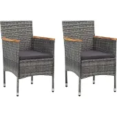 Syfax Garten-Essstühle 2 Stk. Poly Rattan Grau