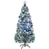 Syfax Vorbeleuchteter Weihnachtsbaum mit Ständer und LED 180 cm Glasfaser
