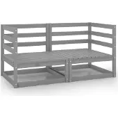 Syfax Gartensofa 2-Sitzer Grau Massivholz Kiefer