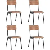 Syfax Esszimmerstühle 4 Stk. Braun Massives Sperrholz und Stahl
