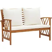 The Living Store Gartenbank mit Kissen 119 cm Massivholz Akazie
