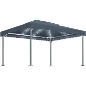 Syfax Pavillon mit LED-Lichterkette 400x300 cm Anthrazit Aluminium