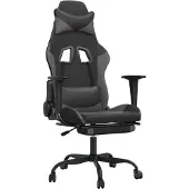 Syfax Gaming-Stuhl mit Massage & Fußstütze Schwarz & Grau Kunstleder