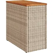 Syfax Garten-Beistelltisch Holzplatte Beige 58x27,5x55 cm Poly Rattan