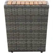 Syfax Beistelltisch Grau 41,5×41,5×43 cm Poly Rattan & Massivholz