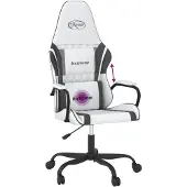 Syfax Gaming-Stuhl mit Massagefunktion Weiß und Schwarz Kunstleder