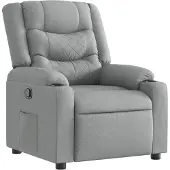 Syfax Relaxsessel Hellgrau Stoff, manuelle Liegefunktion, Getränkehalter, Seitentasche, 77x93x99 cm