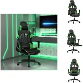 vidaXL Gaming-Stuhl mit Massage & Fußstütze Schwarz & Grün Kunstleder - Gaming-Sessel