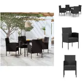vidaXL 5-tlg. Garten-Essgruppe Schwarz - Gartenmöbel-Sets