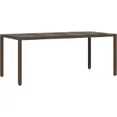 Syfax Gartentisch mit Glasplatte Braun 190x90x75 cm Poly Rattan