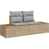 Syfax Gartensofa Beige 184 x 62 x 85cm Poly-Rattan