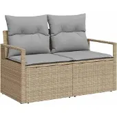 Syfax Garten-Sofa mit Kissen 120 x 62 x 69 cm Poly-Rattan