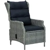 Syfax Verstellbarer Gartensessel mit Auflagen Poly Rattan Hellgrau