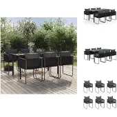 vidaXL 7-tlg. Garten-Essgruppe Schwarz - Gartenmöbel-Sets