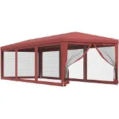 Syfax Partyzelt mit 8 Mesh-Seitenwänden Rot 3x9 m HDPE