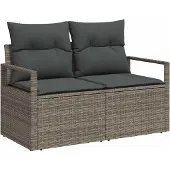 Syfax Garten-Sofa mit Kissen 120 x 62 x 69 cm Poly-Rattan
