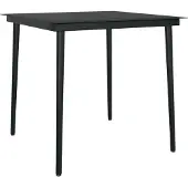 Syfax Garten-Esstisch Schwarz 80x80x74 cm Stahl und Glas