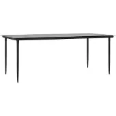 Syfax Garten-Esstisch Schwarz 200x100x74 cm Stahl und Hartglas