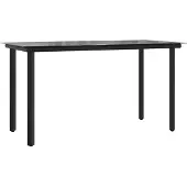 Syfax Garten-Esstisch Schwarz 200x100x74 cm Stahl und Hartglas